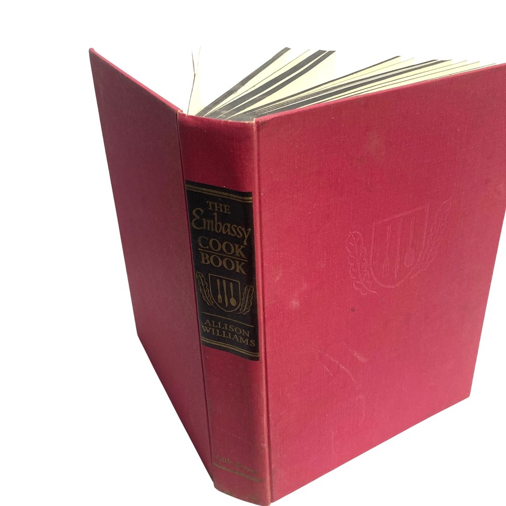 The Embassy Cookbook Allison Williams 1966 First Edition Hardcover Vintage Red